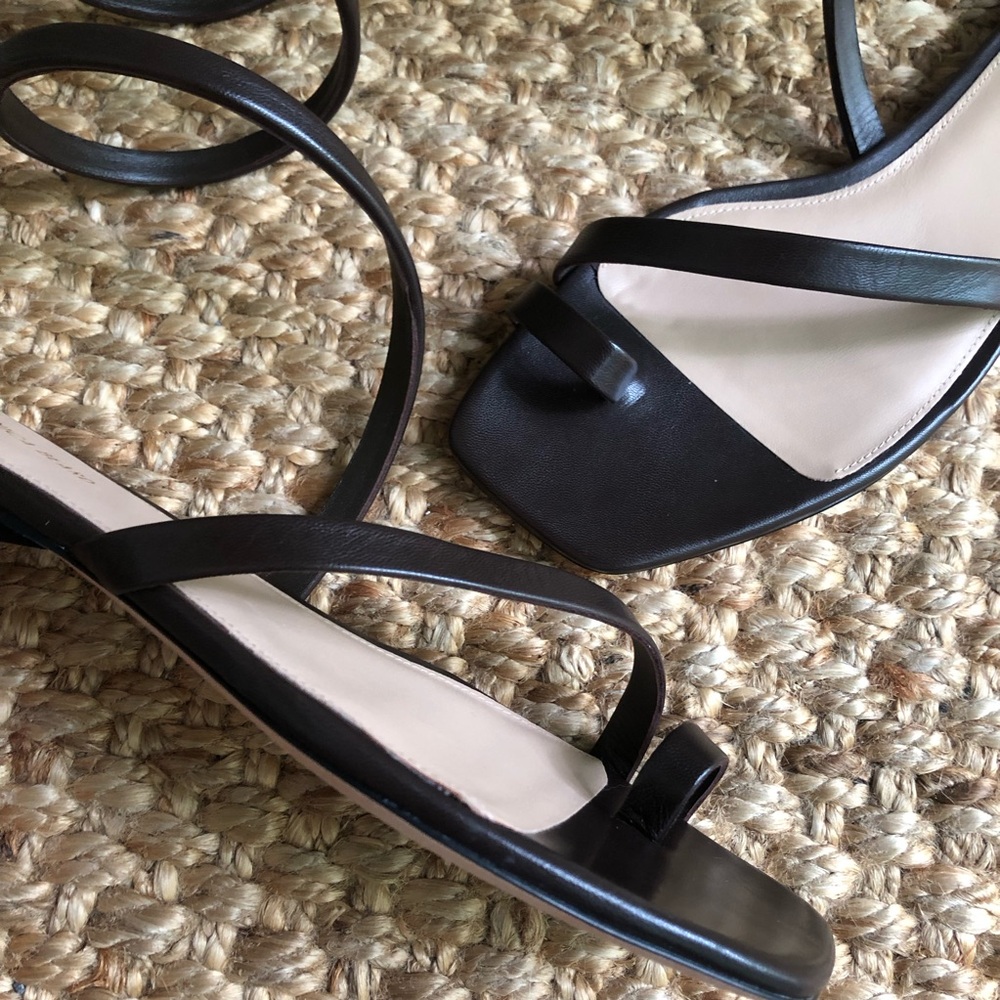 New: Veronica Beard Allura Leather Sandal in Deep Brown. Size 10 - Picture 9 of 15